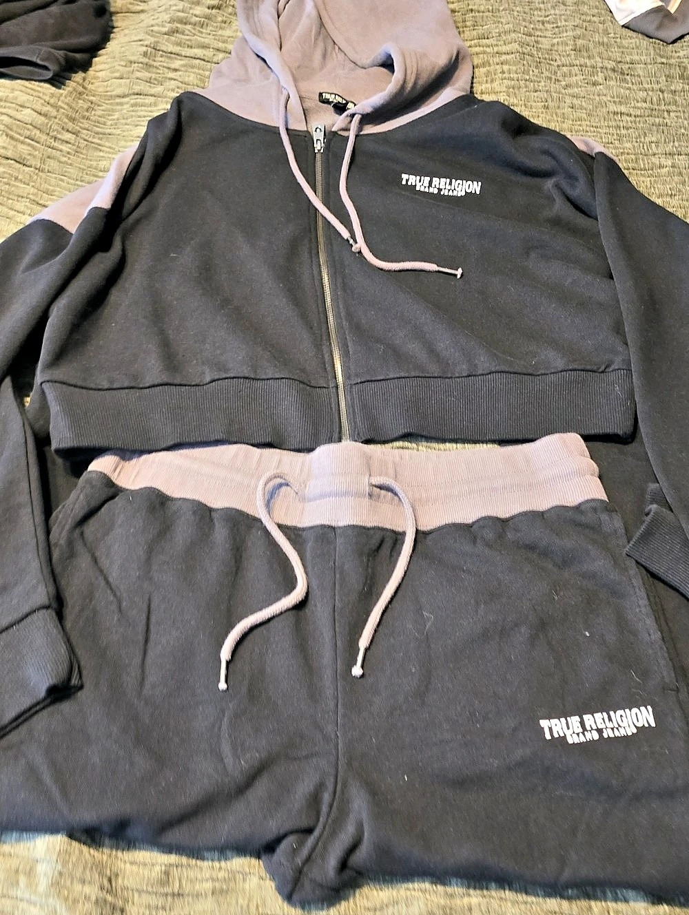 True Religion Black & Gray Jogger Set Size Large Brand New Still